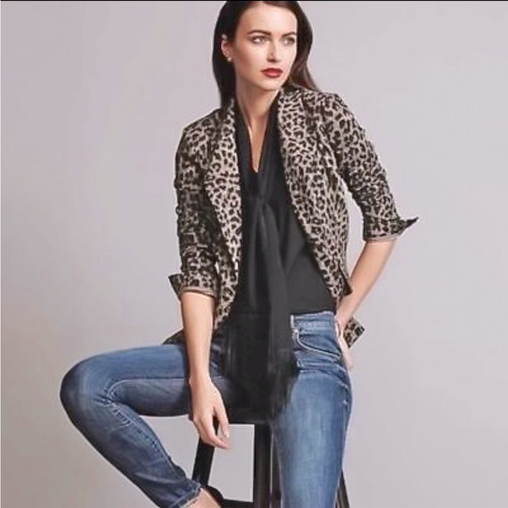 CAbi Leopard Print Blazer in Brown and Black